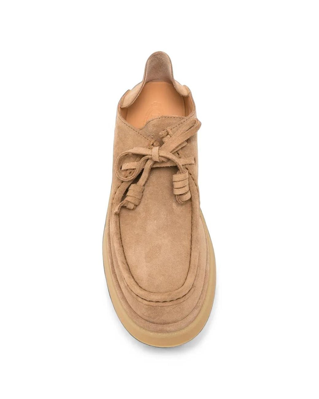 Tod's Natural Lace-Up Suede Sabot Shoes