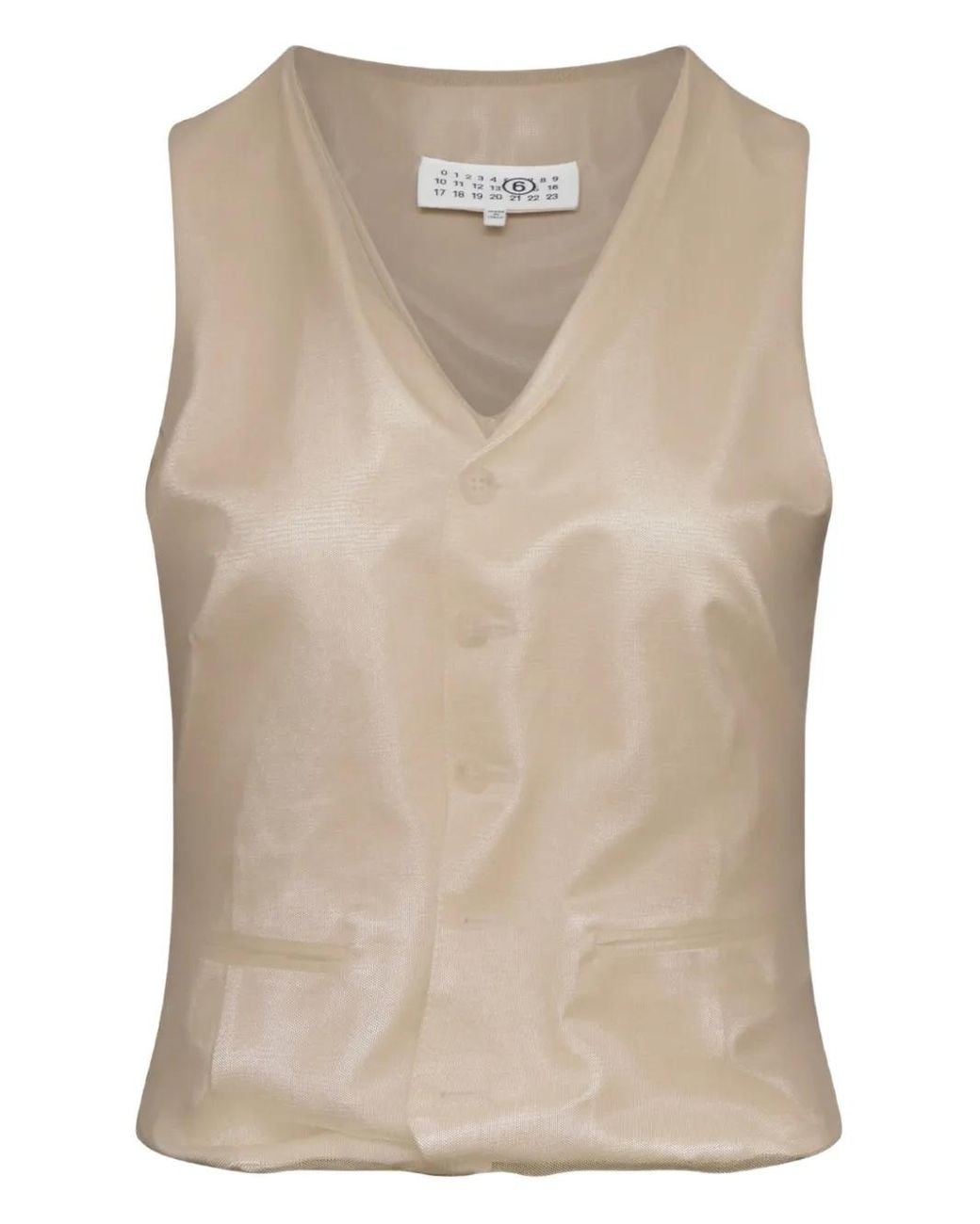 MM6 by Maison Margiela Natural Satin Button-Up Waistcoat