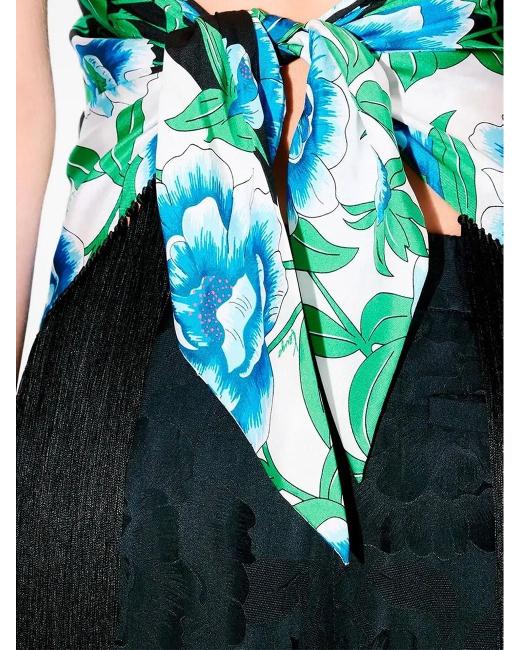 KENZO Green Floral-Print Fringed Top