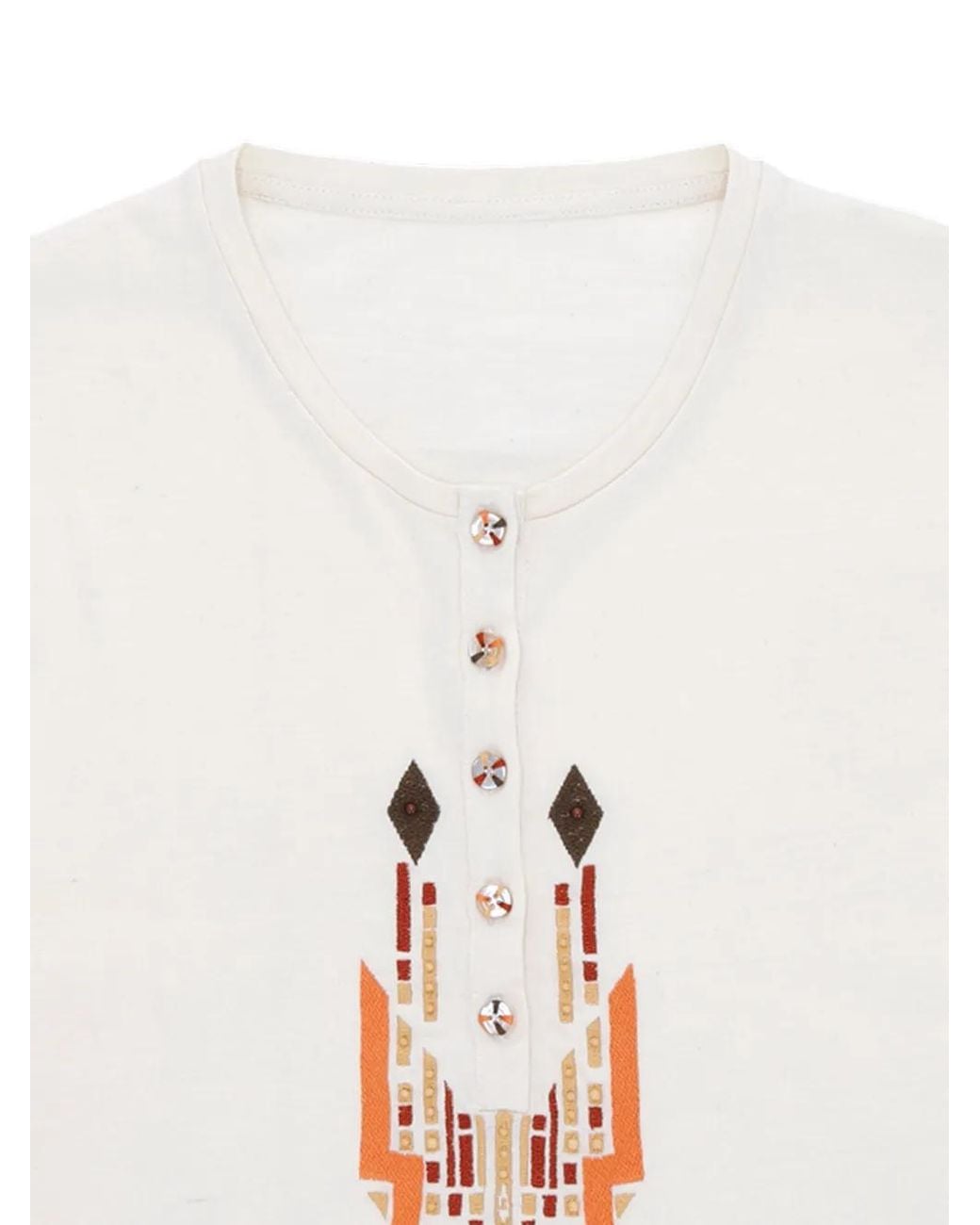 Fortela White T-Shirt À Broderie Poitrine
