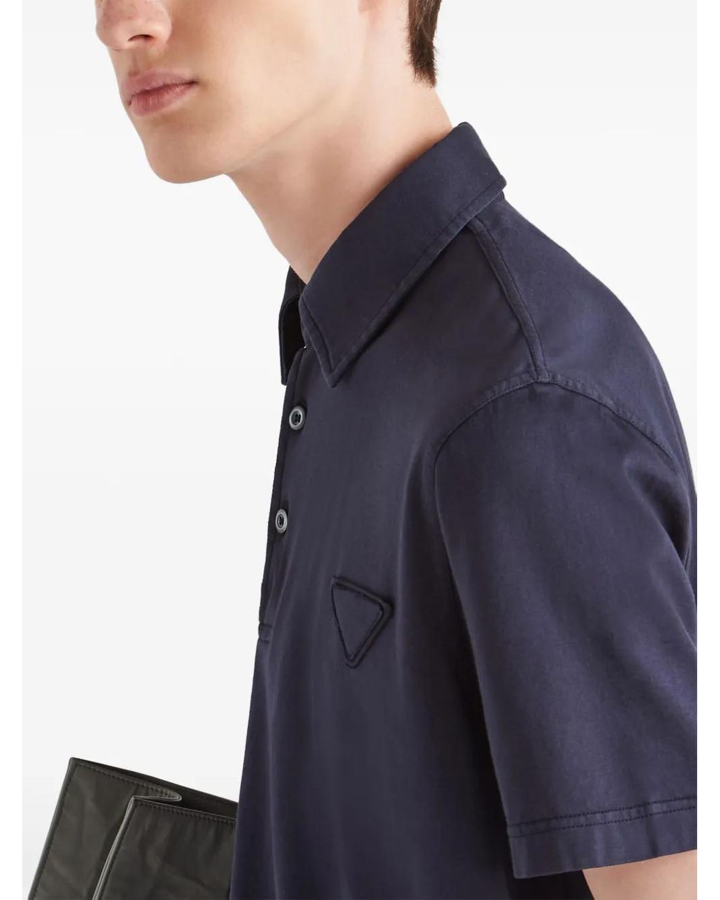 Prada Triangle-Logo Cotton Polo Shirt in Blue for Men | Lyst Canada