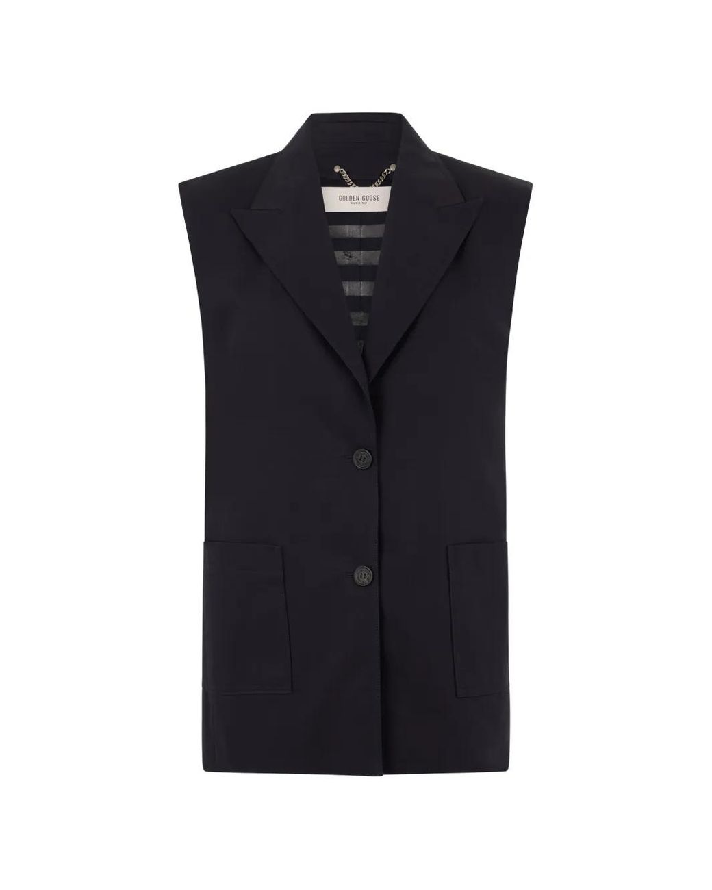 Golden Goose Deluxe Brand Blue Sleeveless Notched-Lapels Gilet