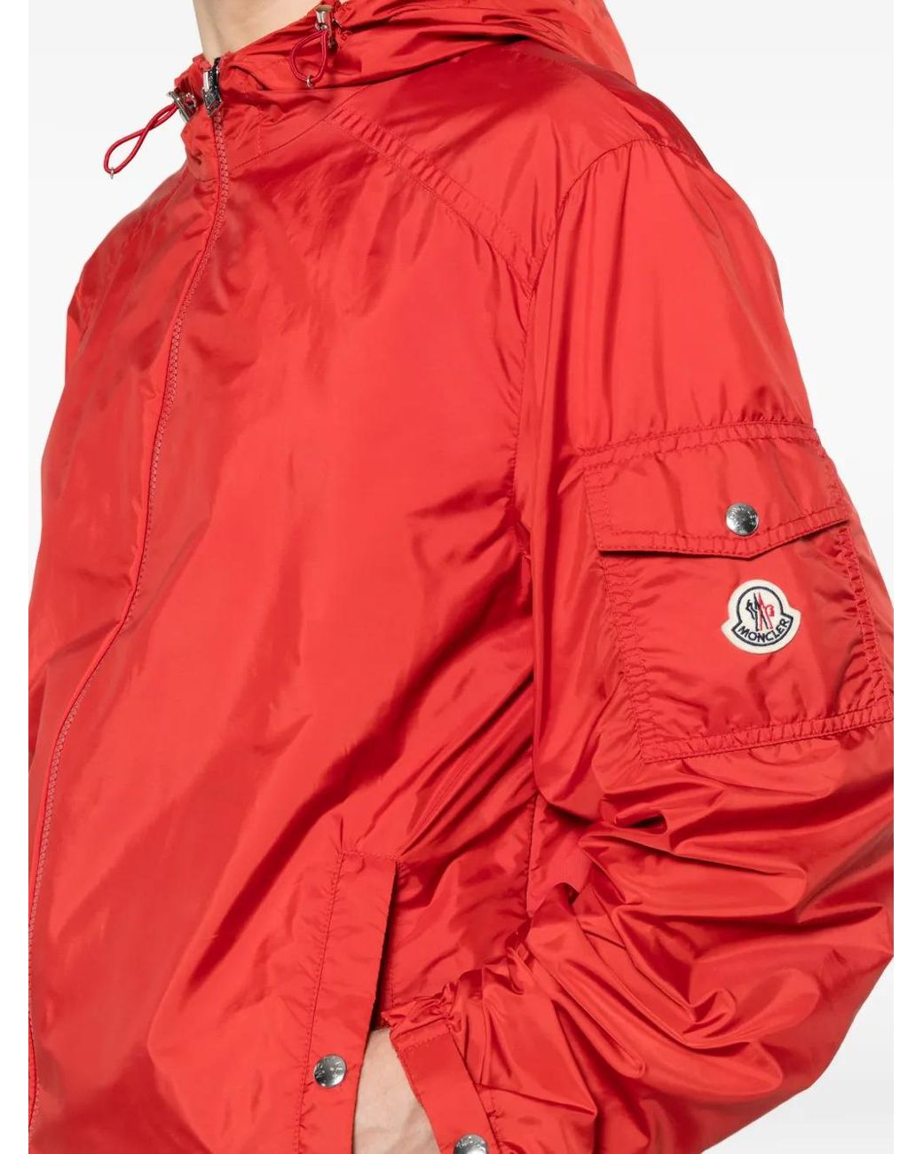 Moncler Red Etiache Hooded Rain Jacket for men