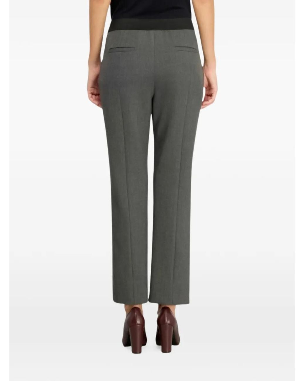 Liviana Conti Gray Zack Pressed-Crease Straight-Leg Trousers