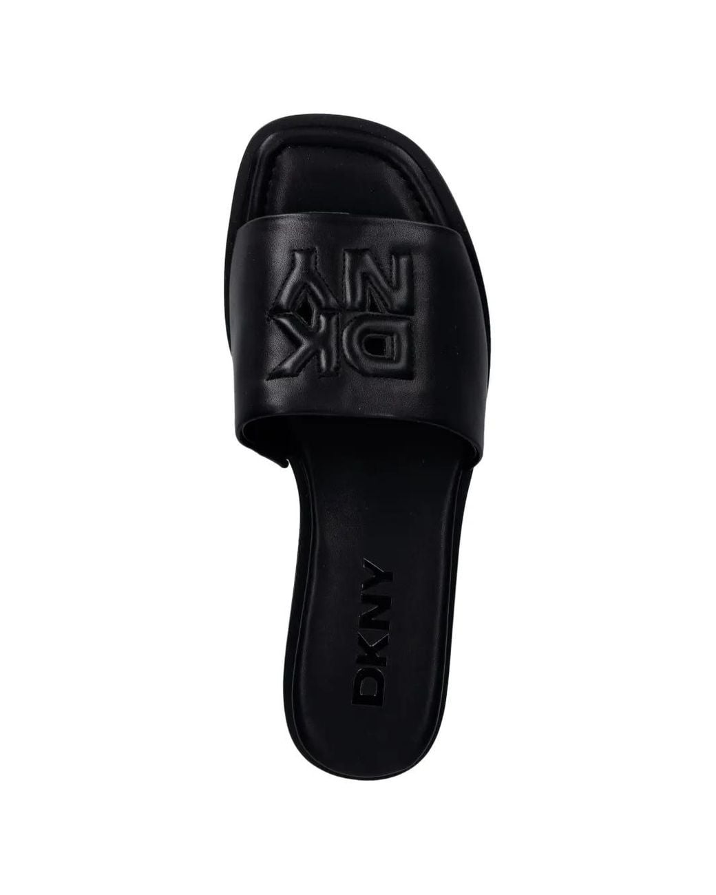 DKNY Black Logo-Embossed Flat Sandals