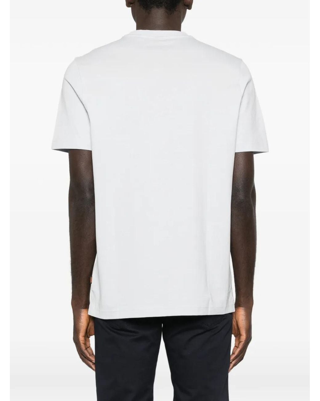 Boss White Graphic-Print T-Shirt for men