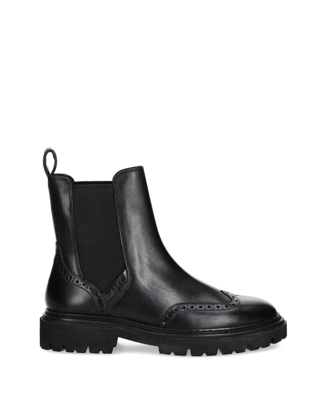 Gant Black Brogue-Detail Pull-On Boots