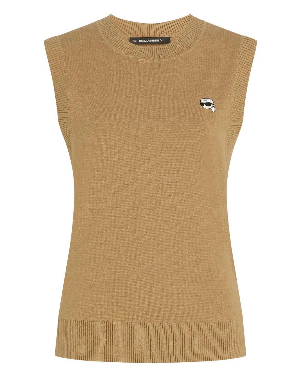 Karl Lagerfeld Natural Logo Appliqué Vest