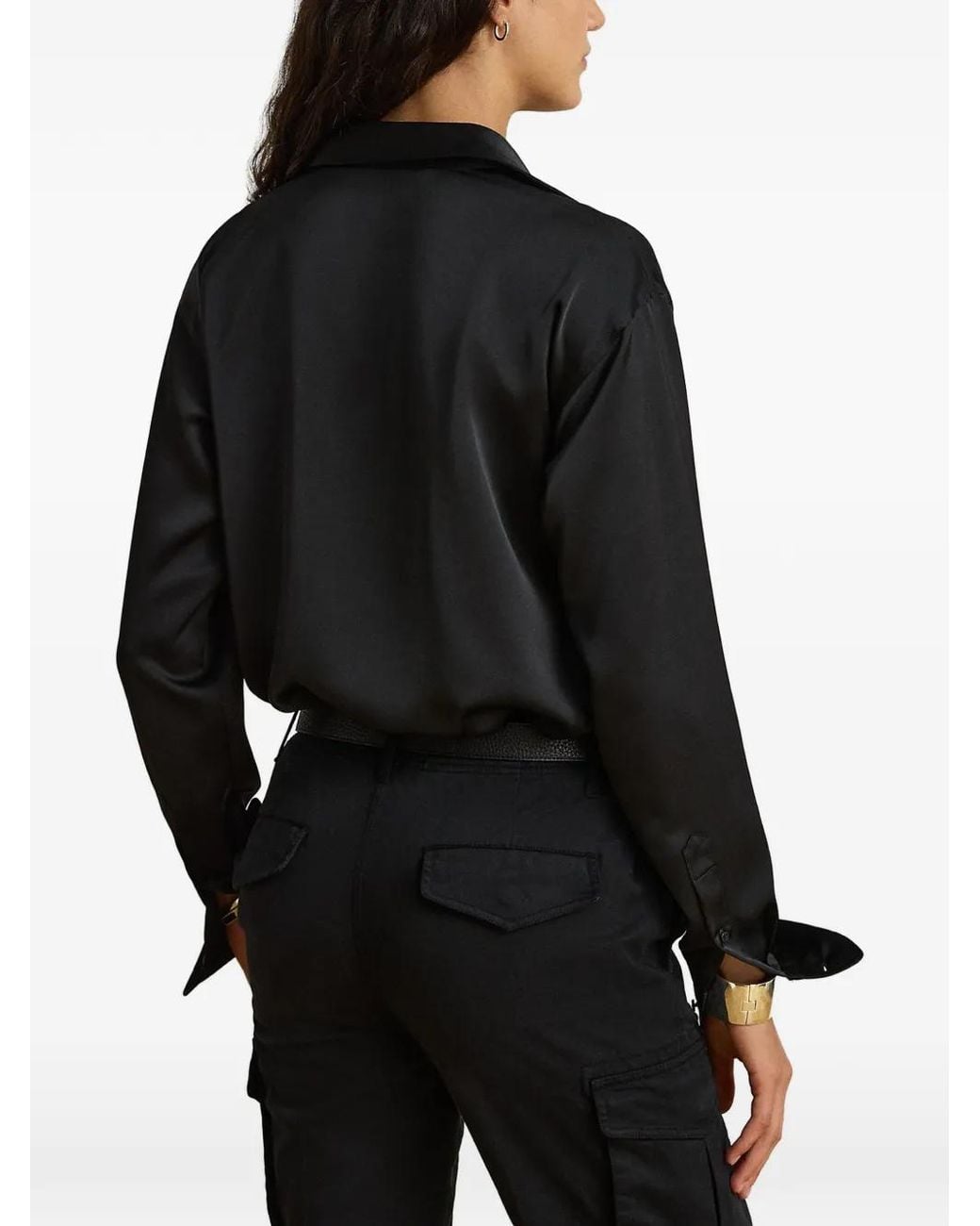 Ralph Lauren Black Chemise À Fini Satiné