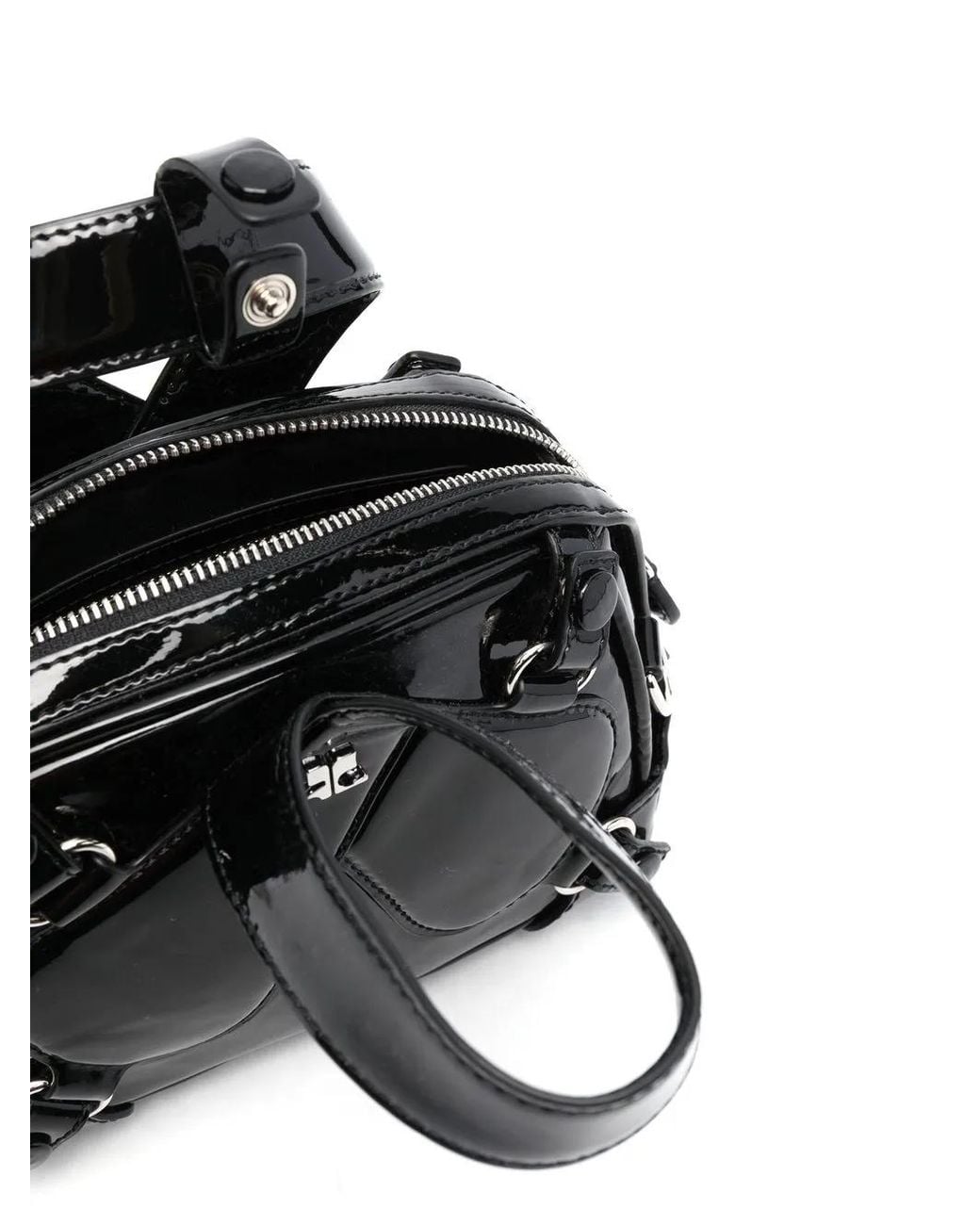 Courreges Black Logo-Plaque Leather Tote Bag