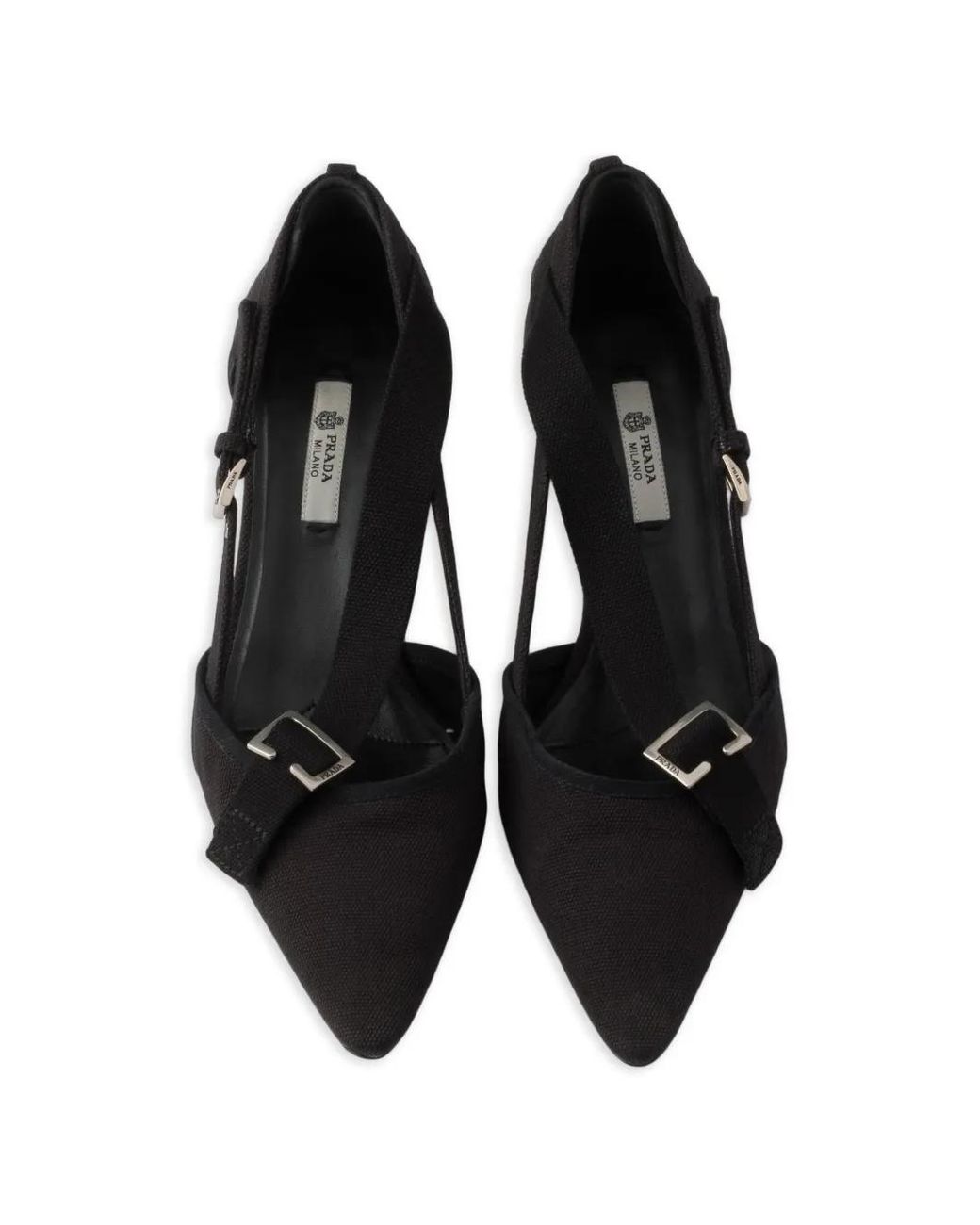Escarpins En Toile Prada en coloris Black