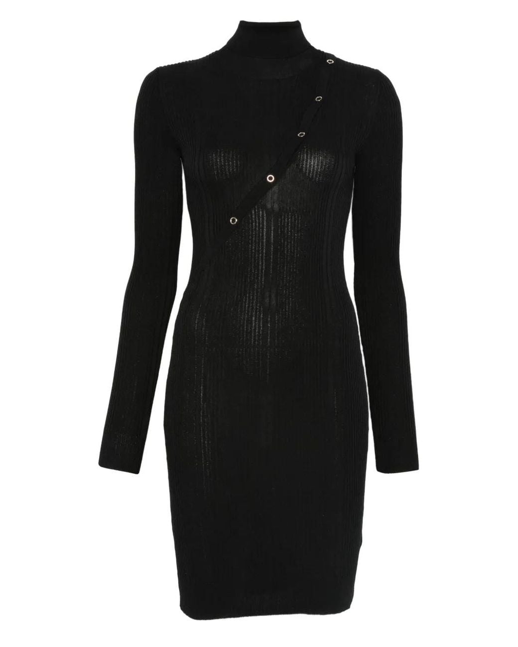 Patrizia Pepe Black Ribbed-Knit Dress