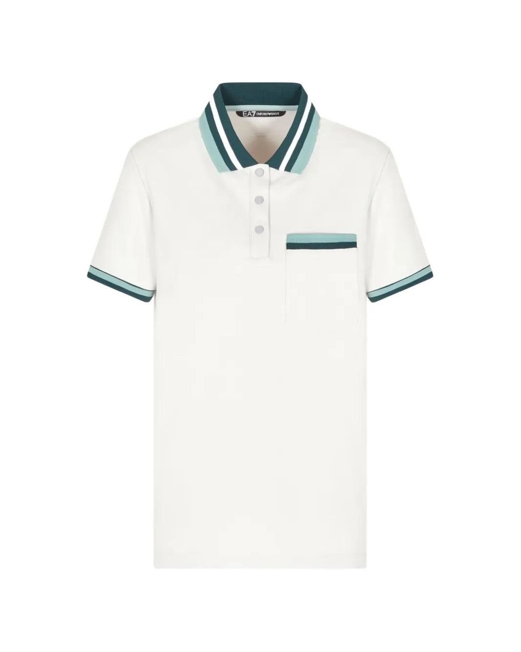 EA7 White Polo Golf Pro À Bords Contrastants