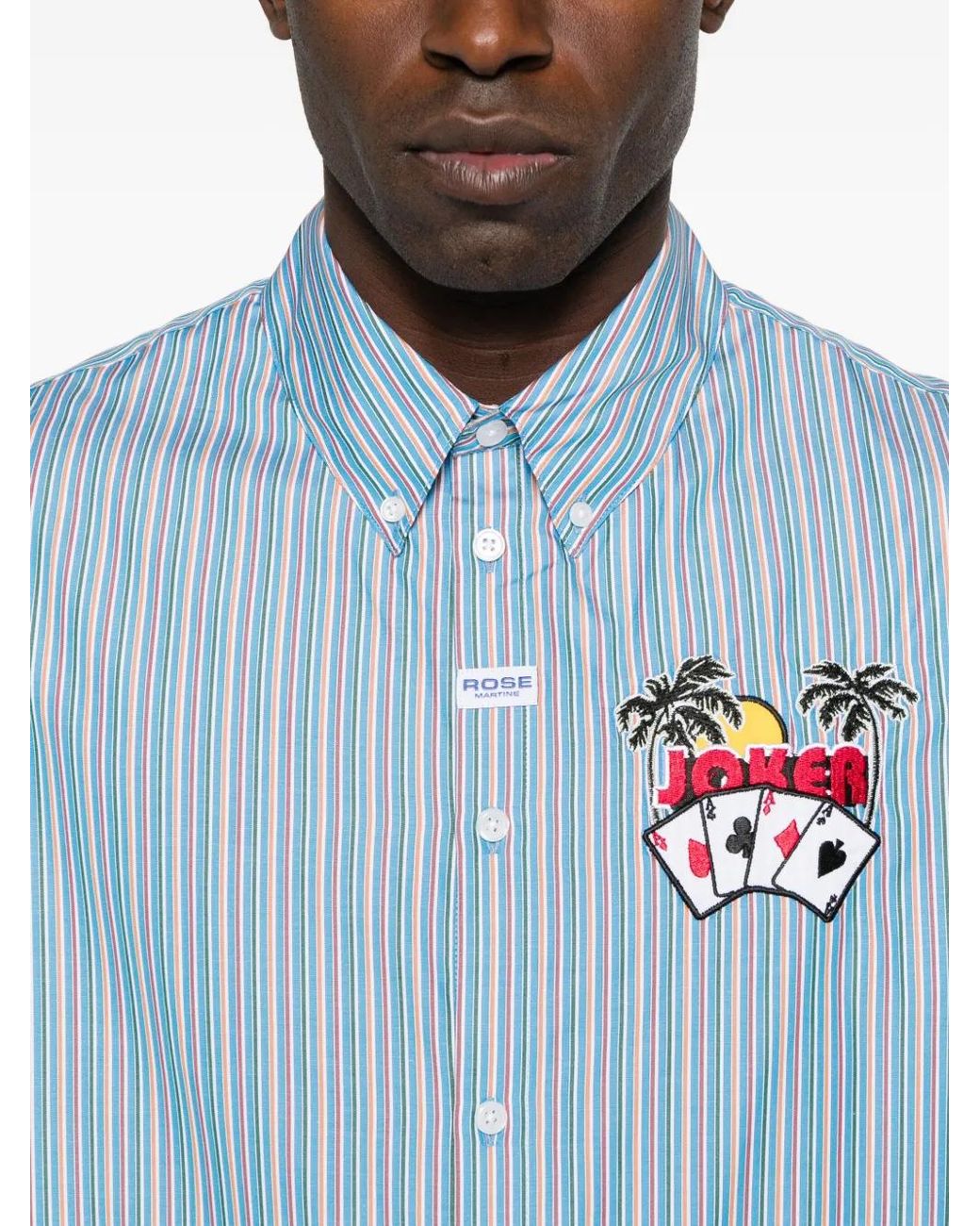 Martine Rose Blue Striped Embroidered Shirt for men