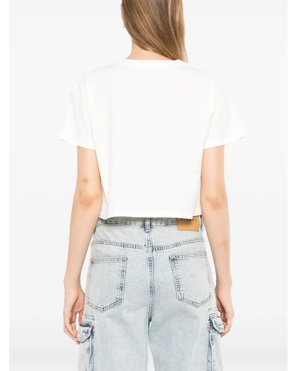 Melt White Graphic-Print Cropped T-Shirt