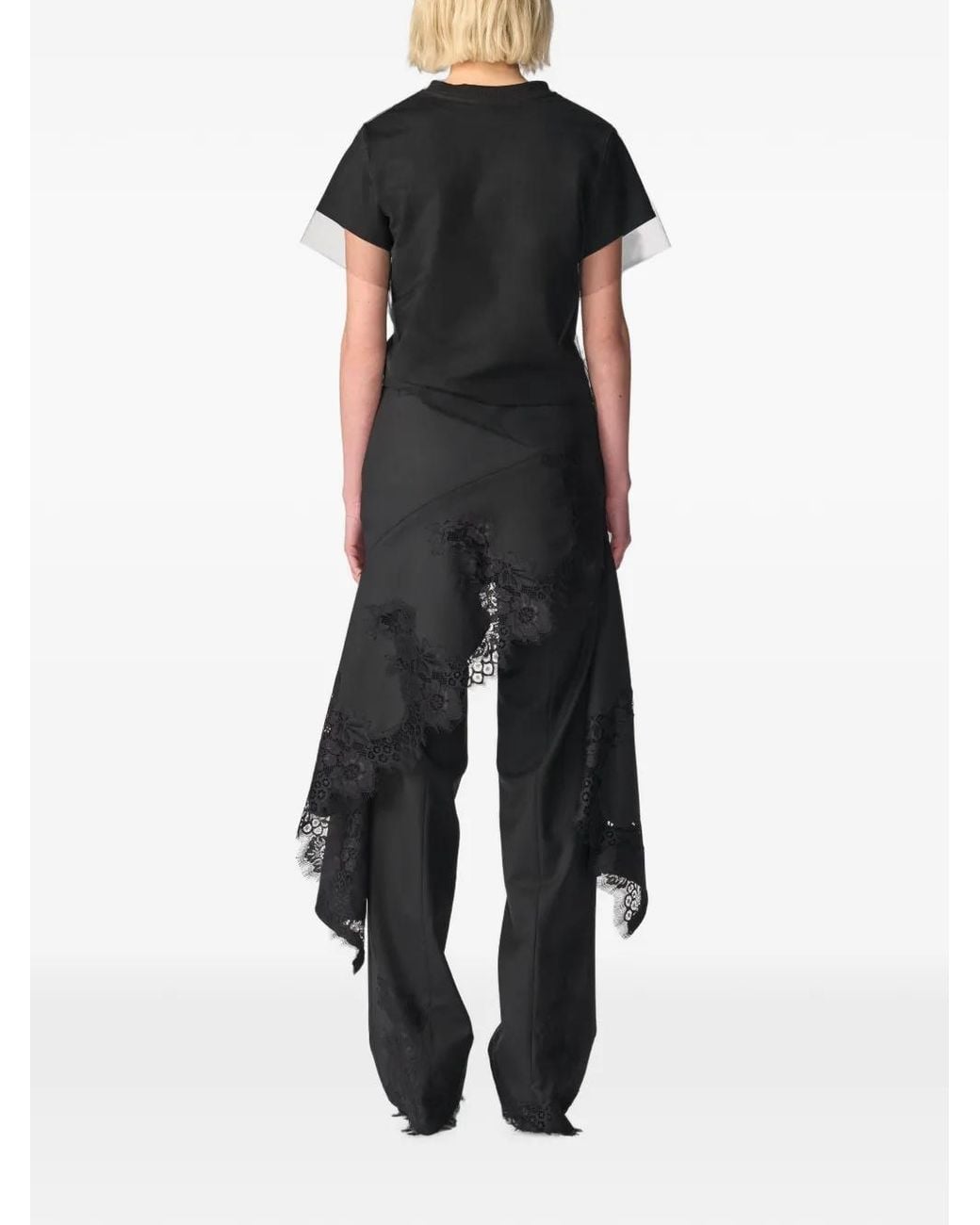 Monse Black Lace-Hem Deconstructed Trousers