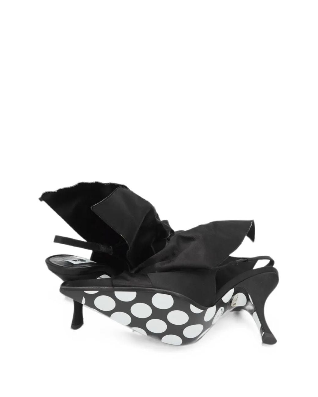 Moschino Black Oversize-Bow Satin Slingback Heeled Pumps