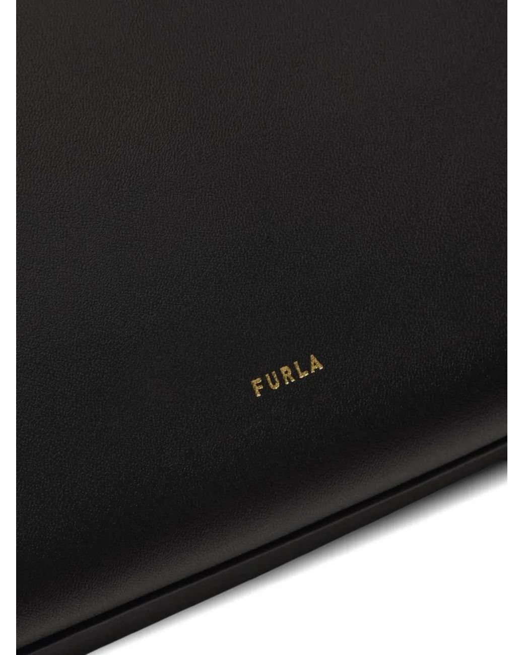 Furla Black Logo-Print Leather Tote Bag