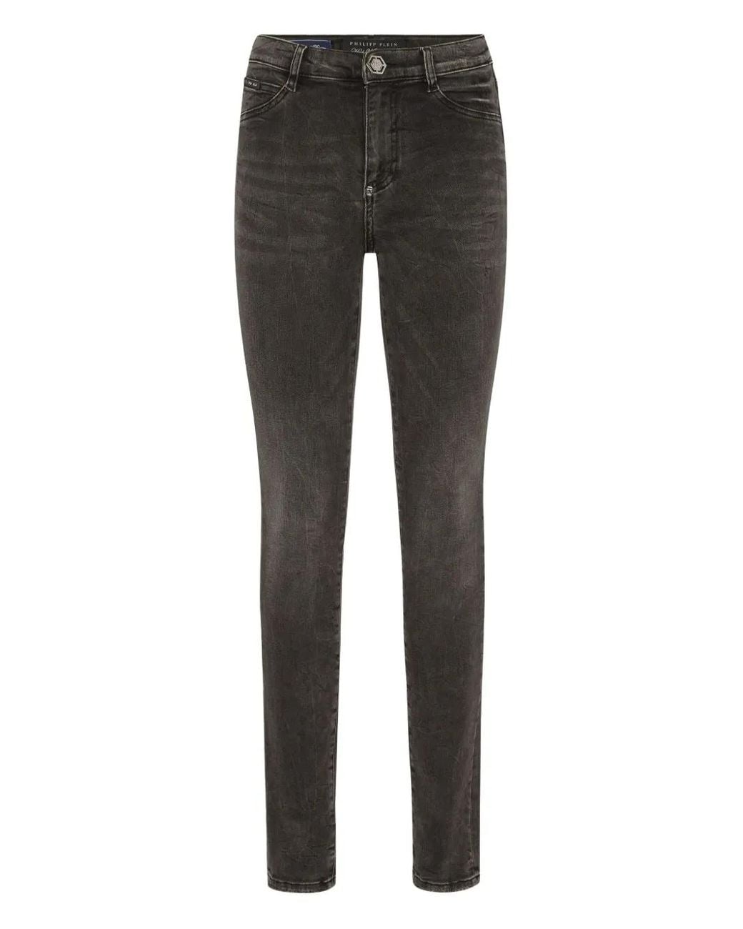 Philipp Plein Gray High-Waisted Skinny Jeans