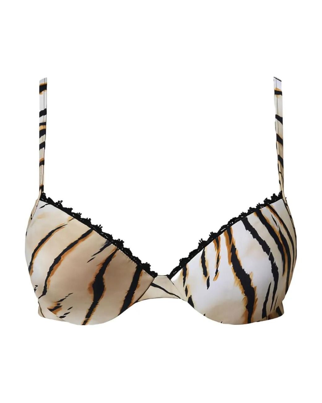Twinset Natural Animal-Print Push-Up Bikini Top