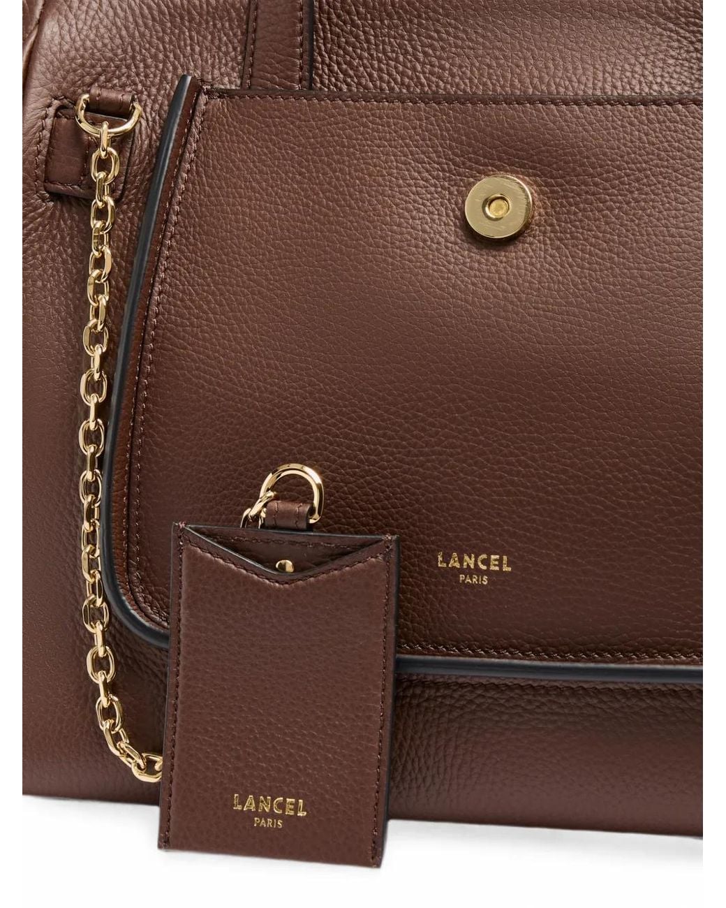 Lancel Brown Medium Thea Grained Leather Tote Bag