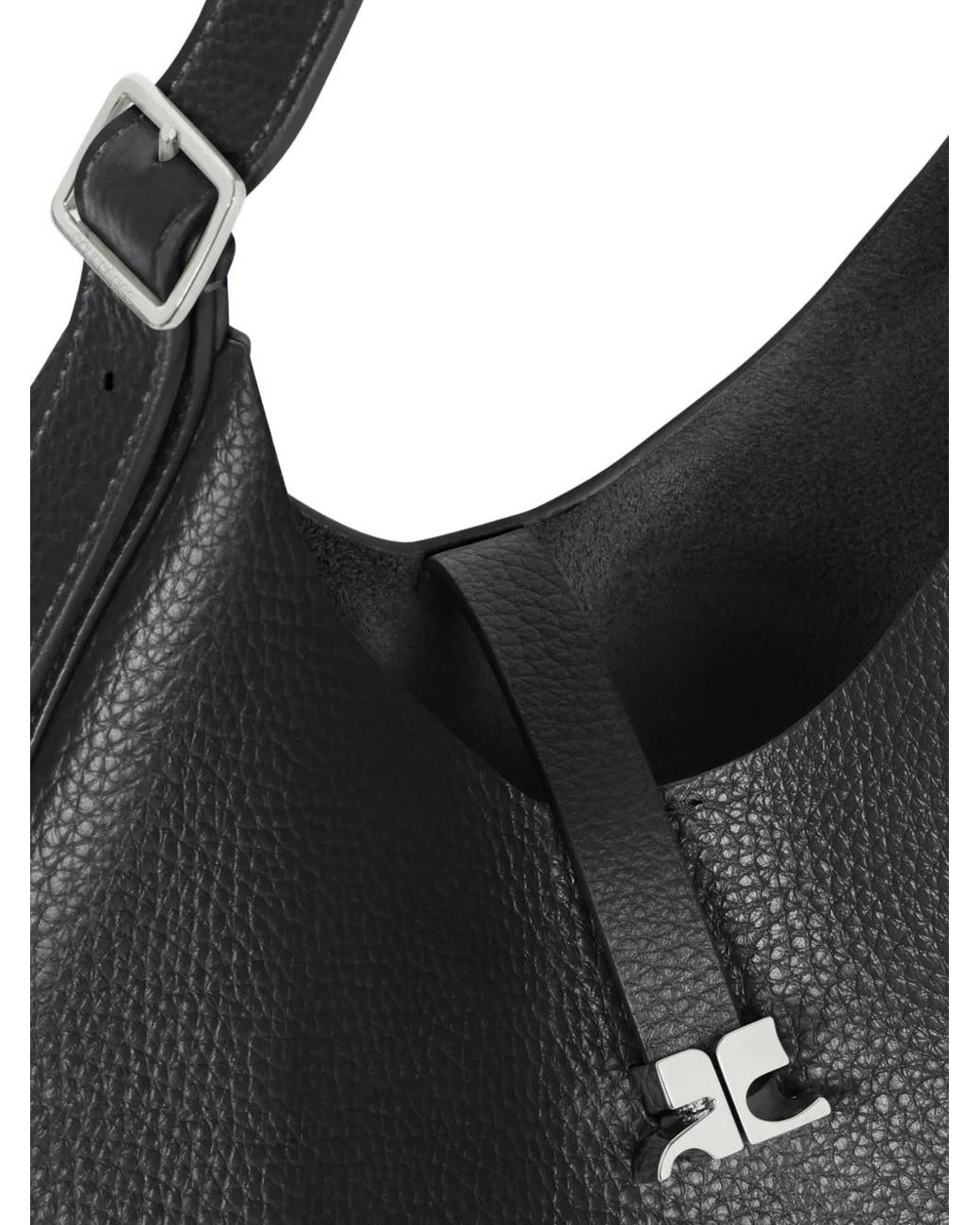 Courreges Black Small Grained Leather Bag