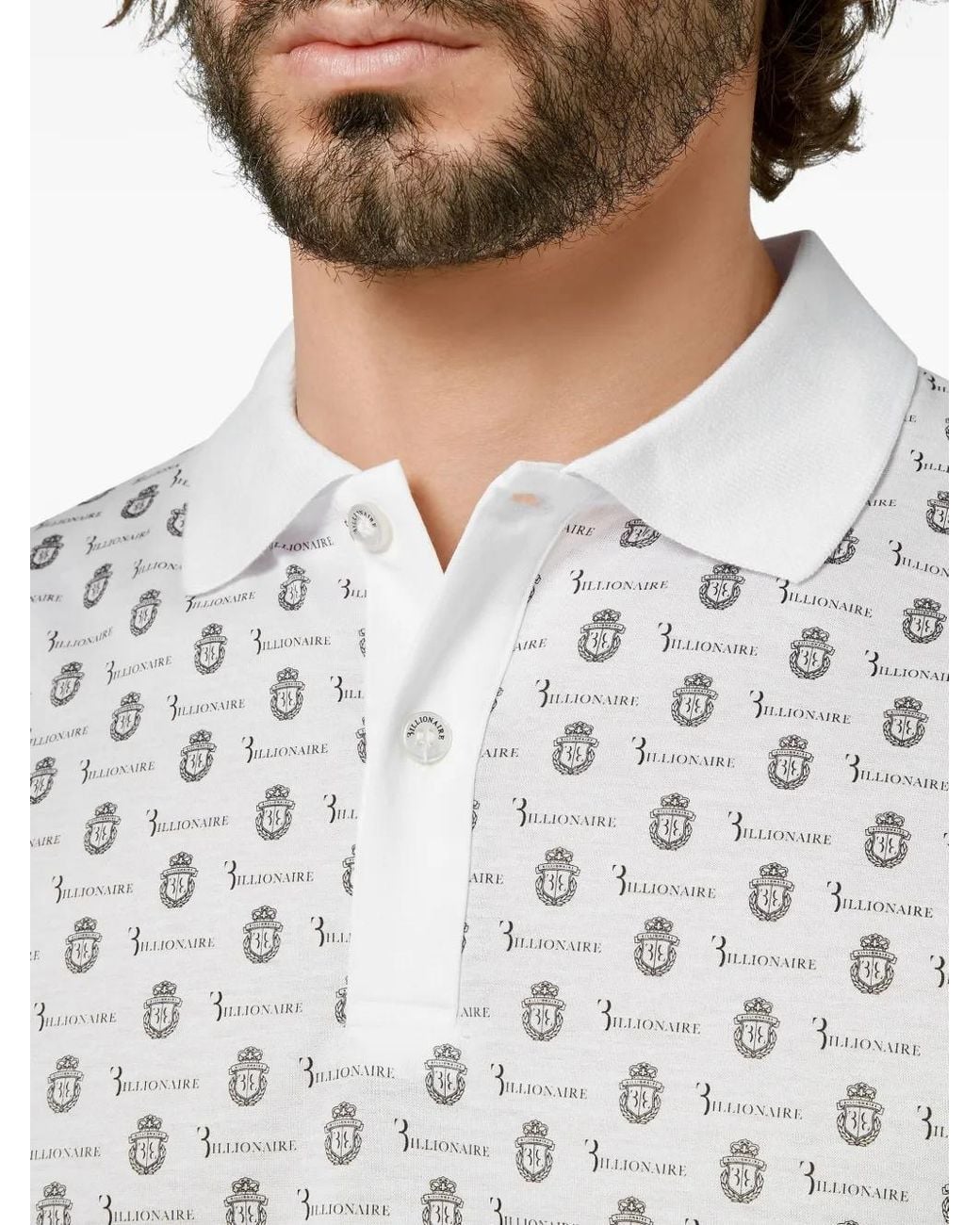Billionaire White Polo Shirt Ss Crest for men