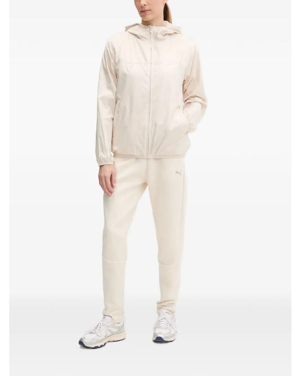 PUMA White Essential Zip-Up Hooded Jacket