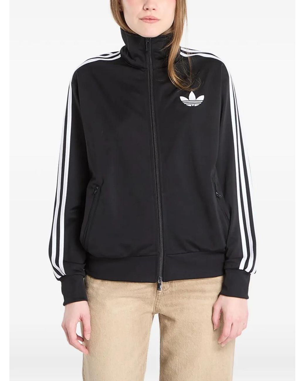 Adidas Black Three-Stripe Zip-Up Sweatshirt