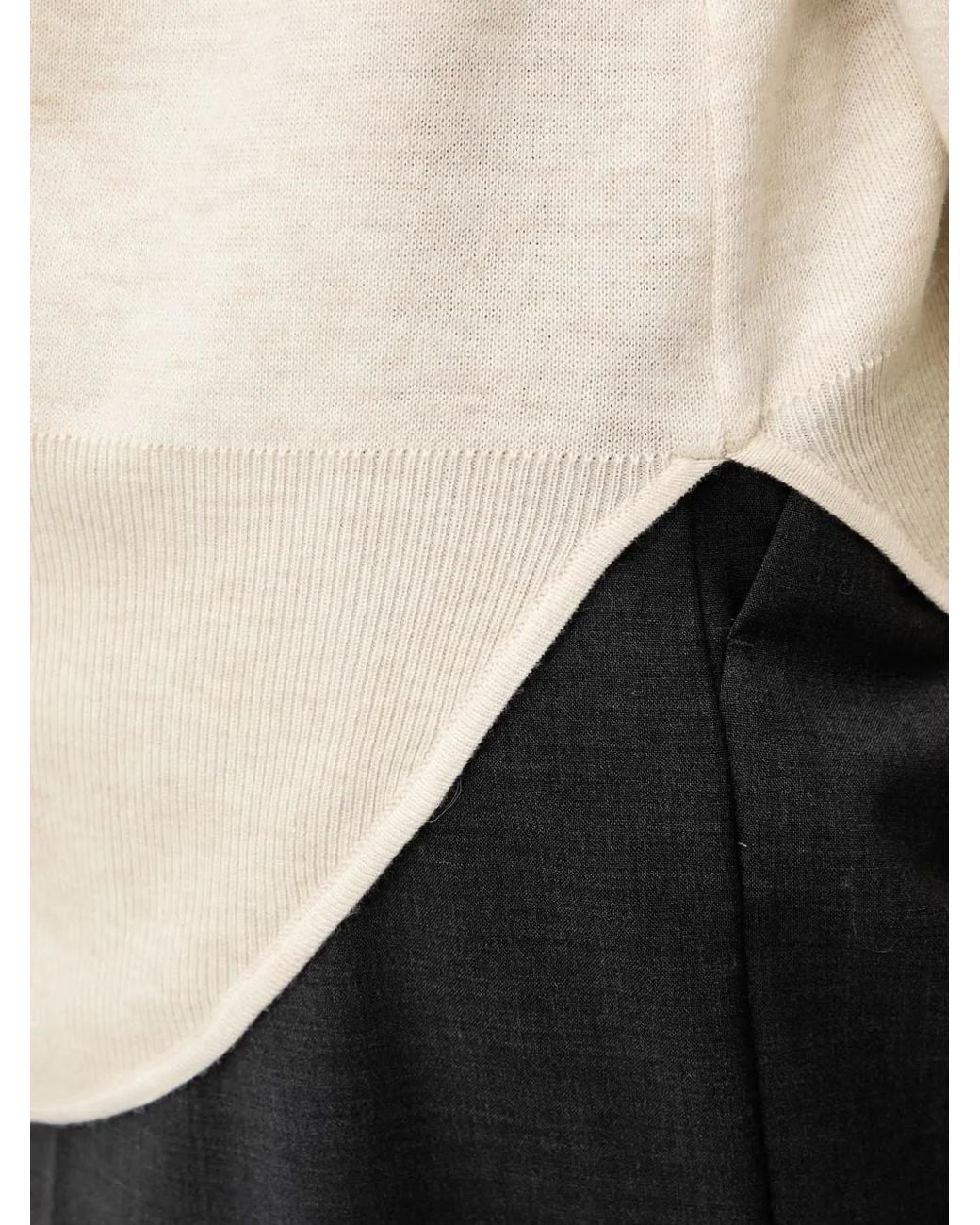 Silvian Heach White Curved-Hem Polo Sweater
