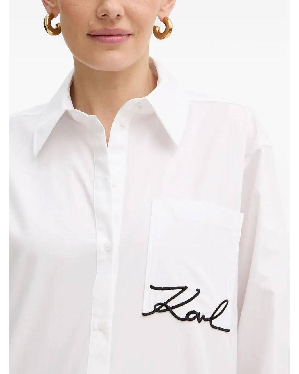 Karl Lagerfeld White Signature Pocket Shirt