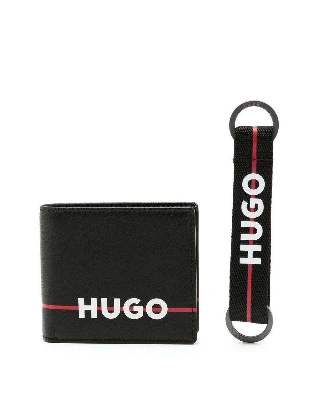 Mens Accessories Wallets and cardholders BOSS by HUGO BOSS Logo-plaque Bi-fold Leather Wallet in Black for Men 