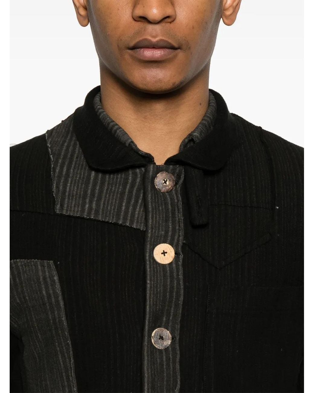 CHIAHUNG SU Black Patchwork Jacket for men