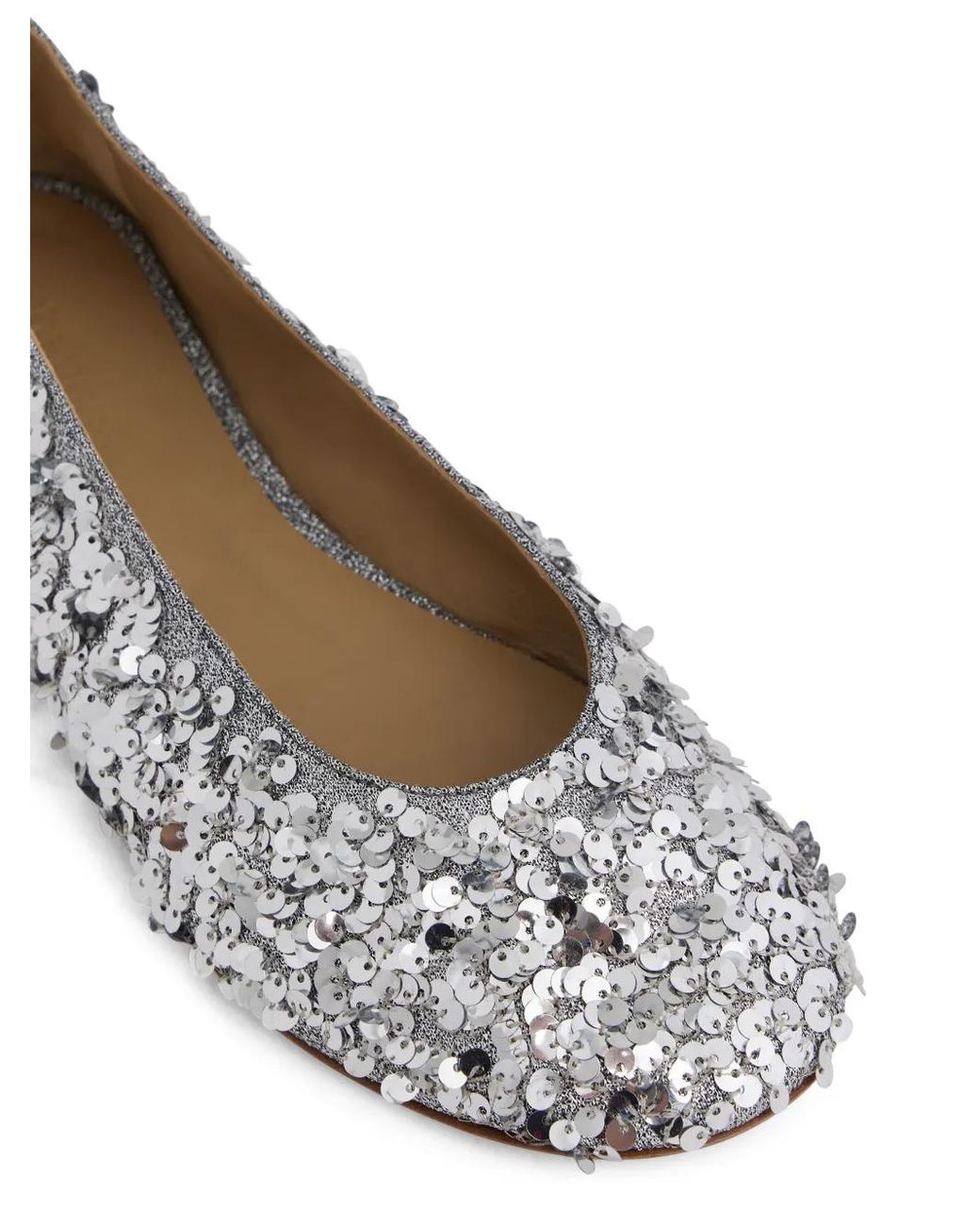 Rabanne White Sequin-Embellished Ballet Flats