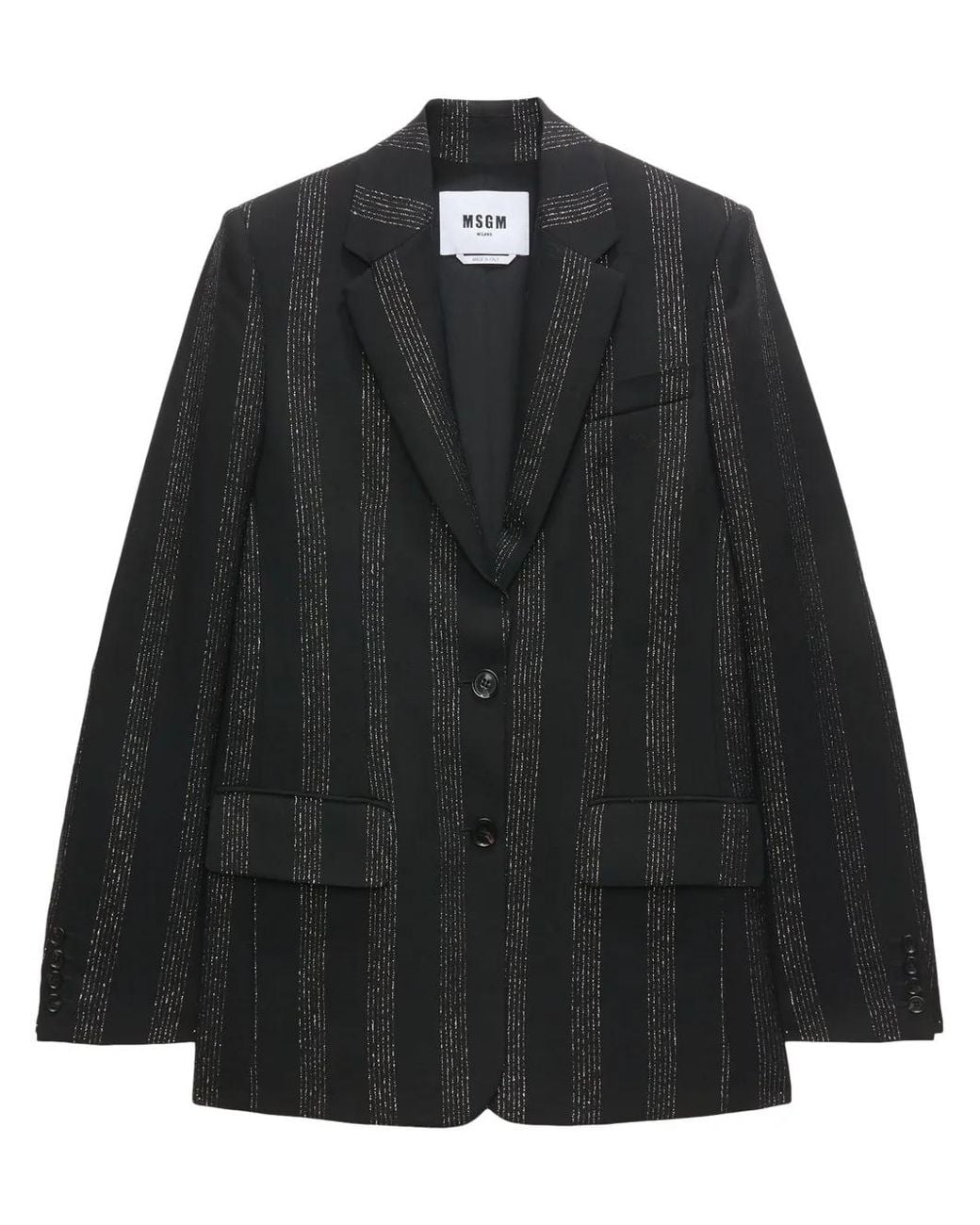 MSGM Black Striped Single-Breasted Blazer
