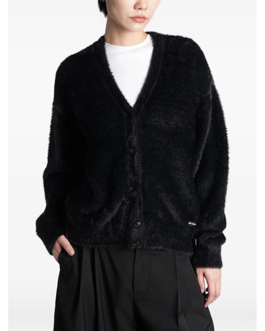 Alexander Wang Black Textured Chenille V-Neck Cardigan