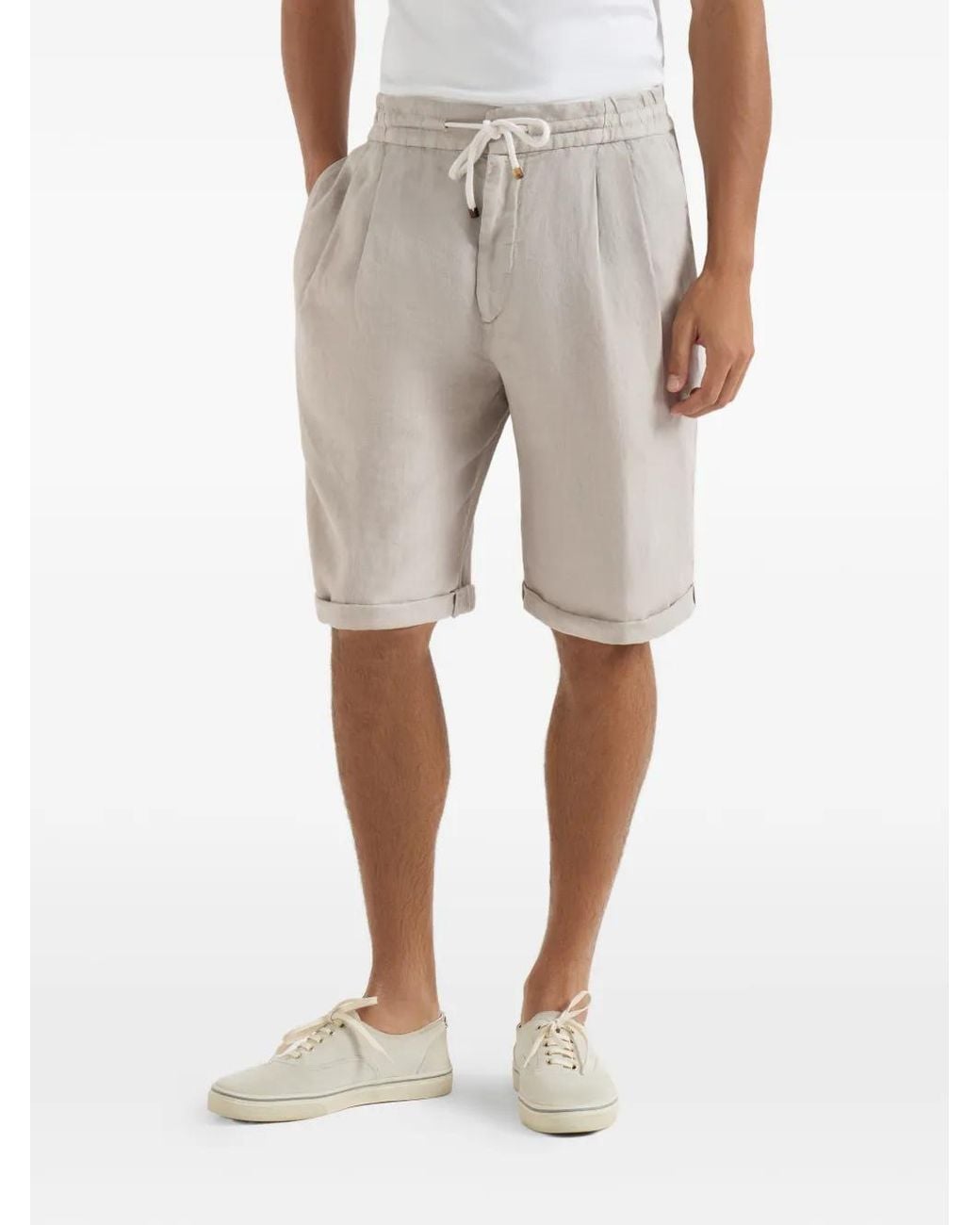Brunello Cucinelli Gray Garment-Dyed Bermuda Shorts for men