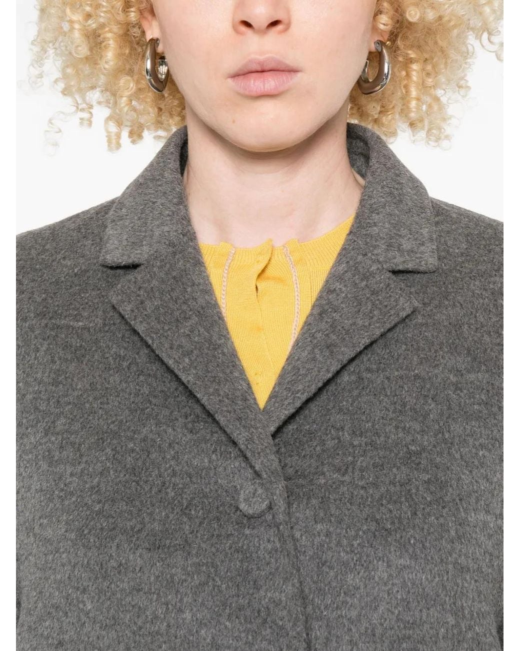 Prada Gray Cropped-Sleeve Coat