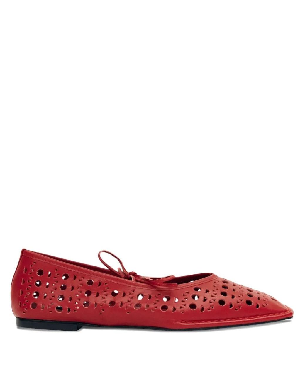 Alohas Red Sway Slit Leather Ballet Flats