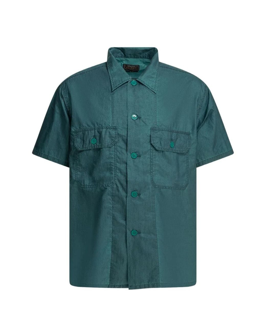 Beams Plus Green Short-Sleeve Button-Up Shirt for men