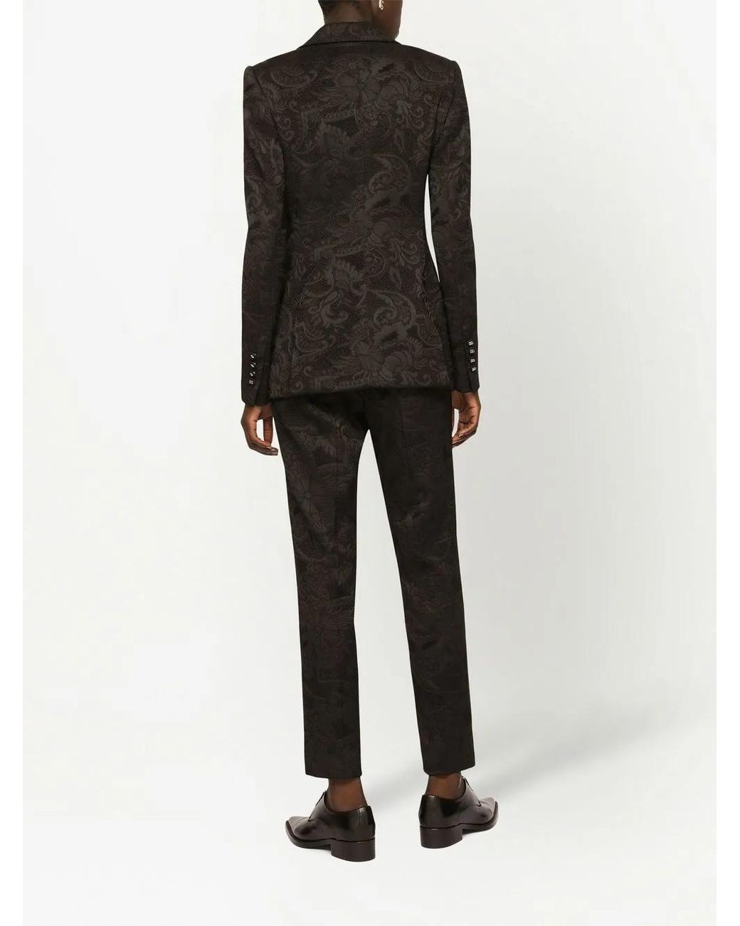 Dolce & Gabbana Black Jacquard High-Waist Trousers
