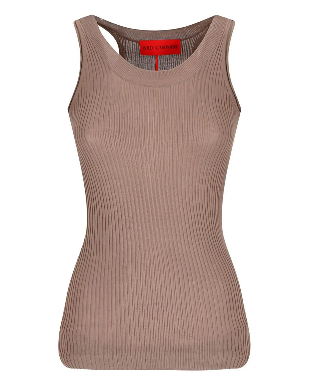 Wild Cashmere Brown Ribbed Tank Top
