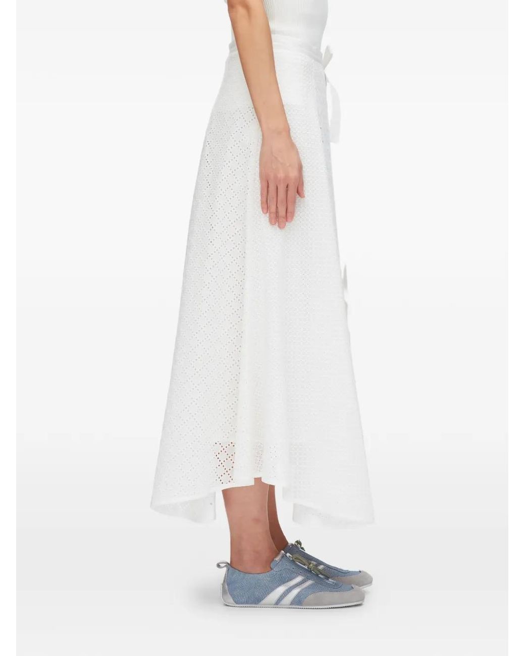 3.1 Phillip Lim White Tie-Detail Midi Skirt