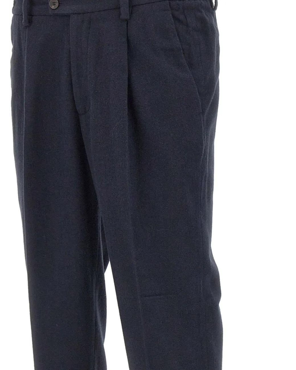 Devore Blue Pleated-Detail Trousers for men