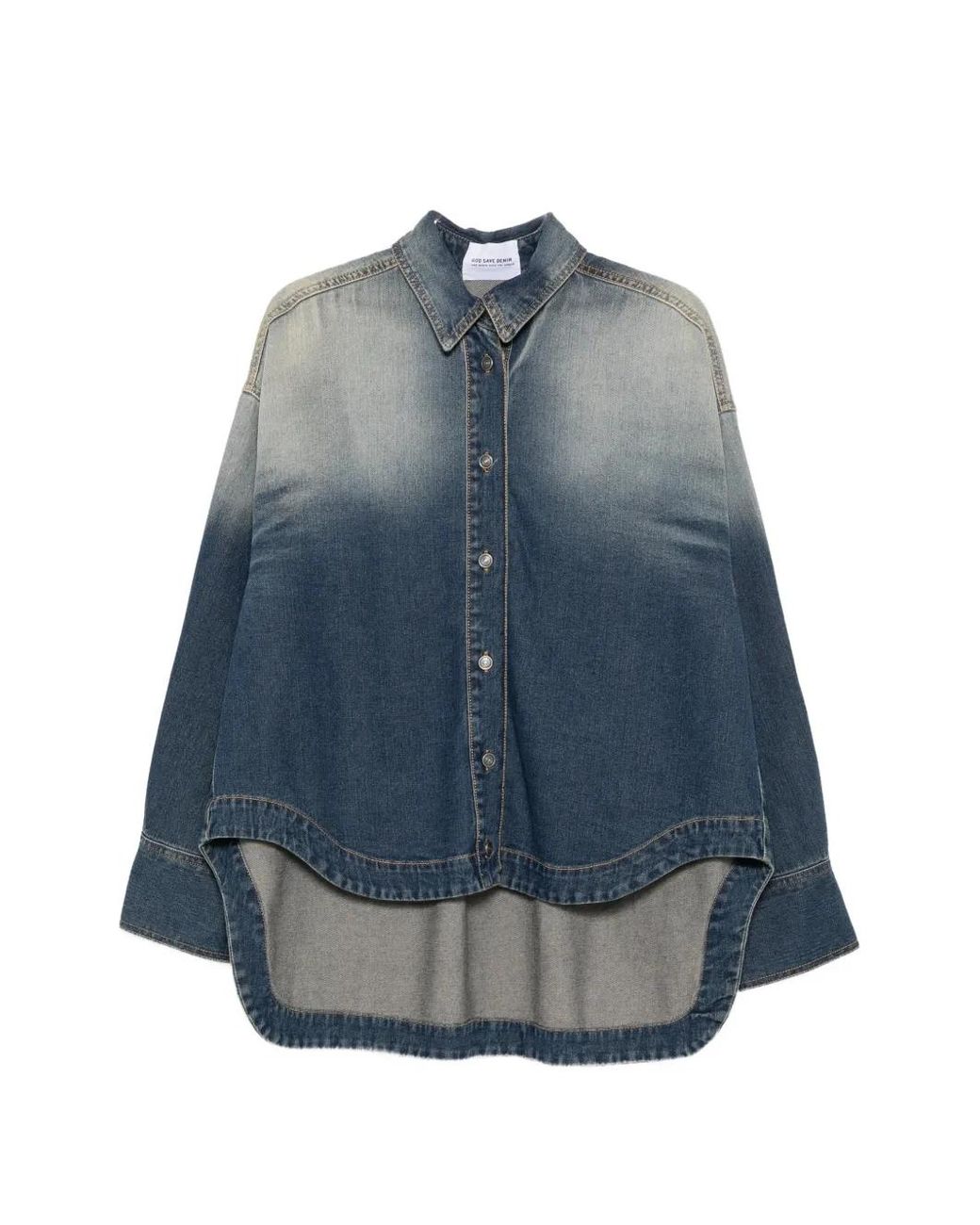 God Save Denim Blue Chemise Cassandra-5 En Jean À Effet Délavé