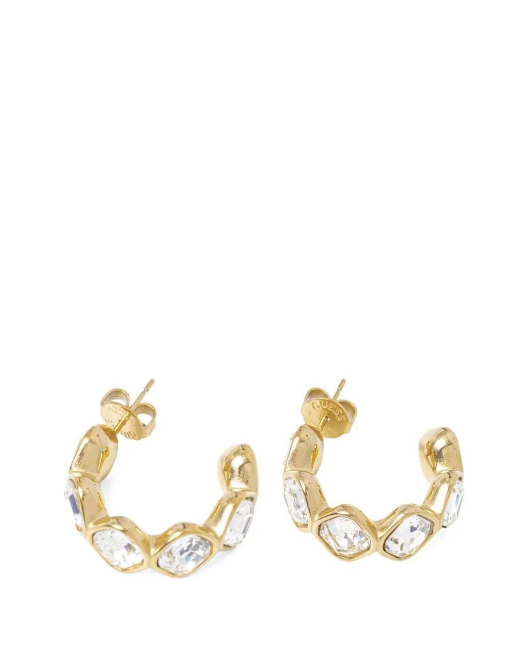Guess Metallic Crystal-Embellished Hoop Earrings