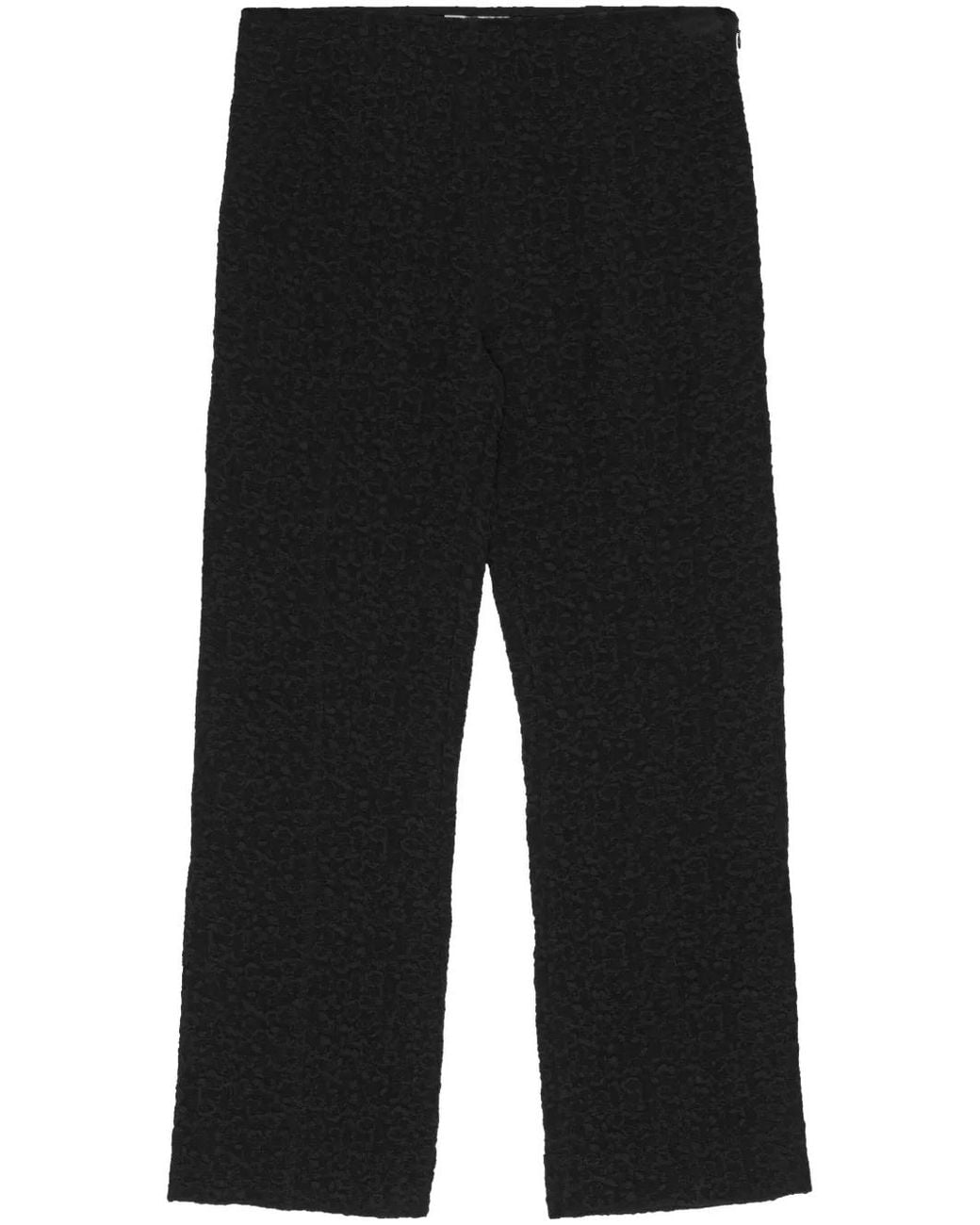 Ganni Black Textured Cropped Trousers