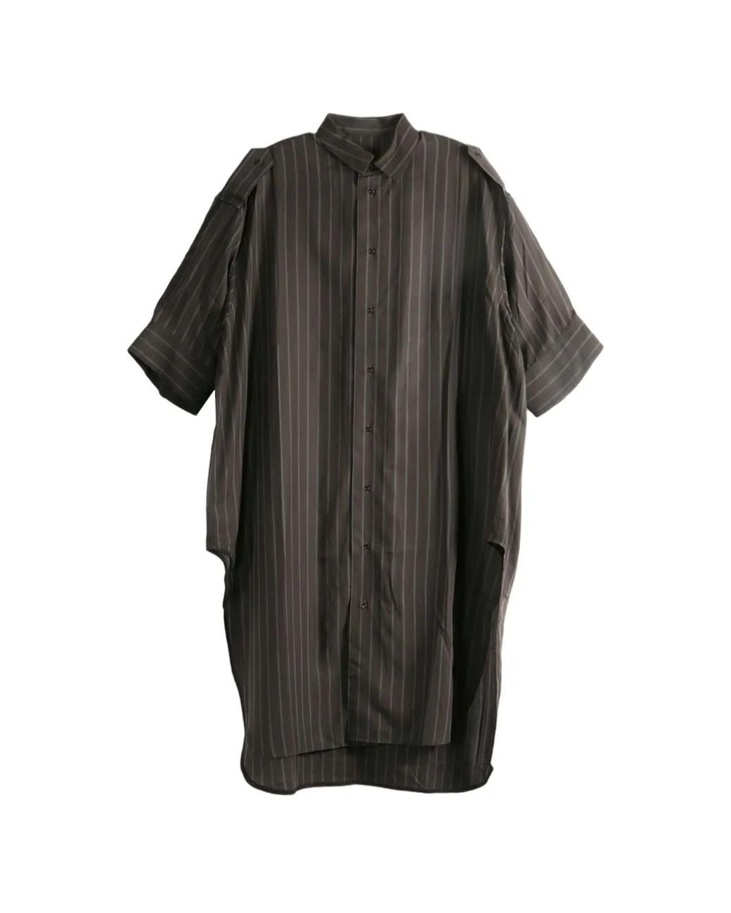 Omar Afridi Black Vertical-Stripe Epaulette Shirt for men
