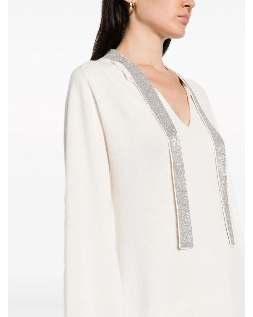 Fabiana Filippi White Ball-Chain Embellished Minidress