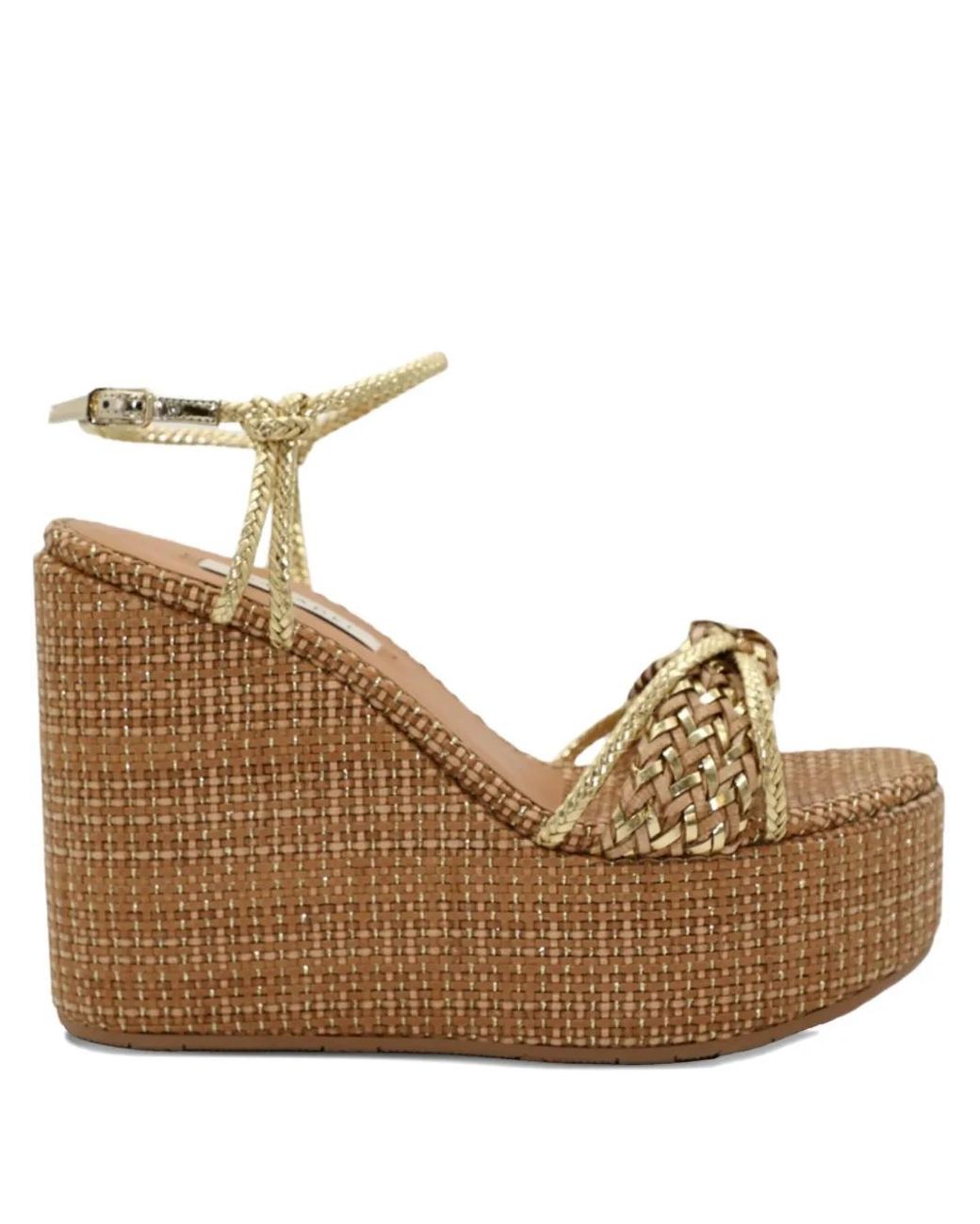 Casadei Brown Zeppa Woven Wedge Sandals